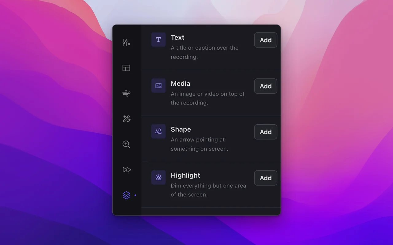 Adding text, media, shapes and highlights