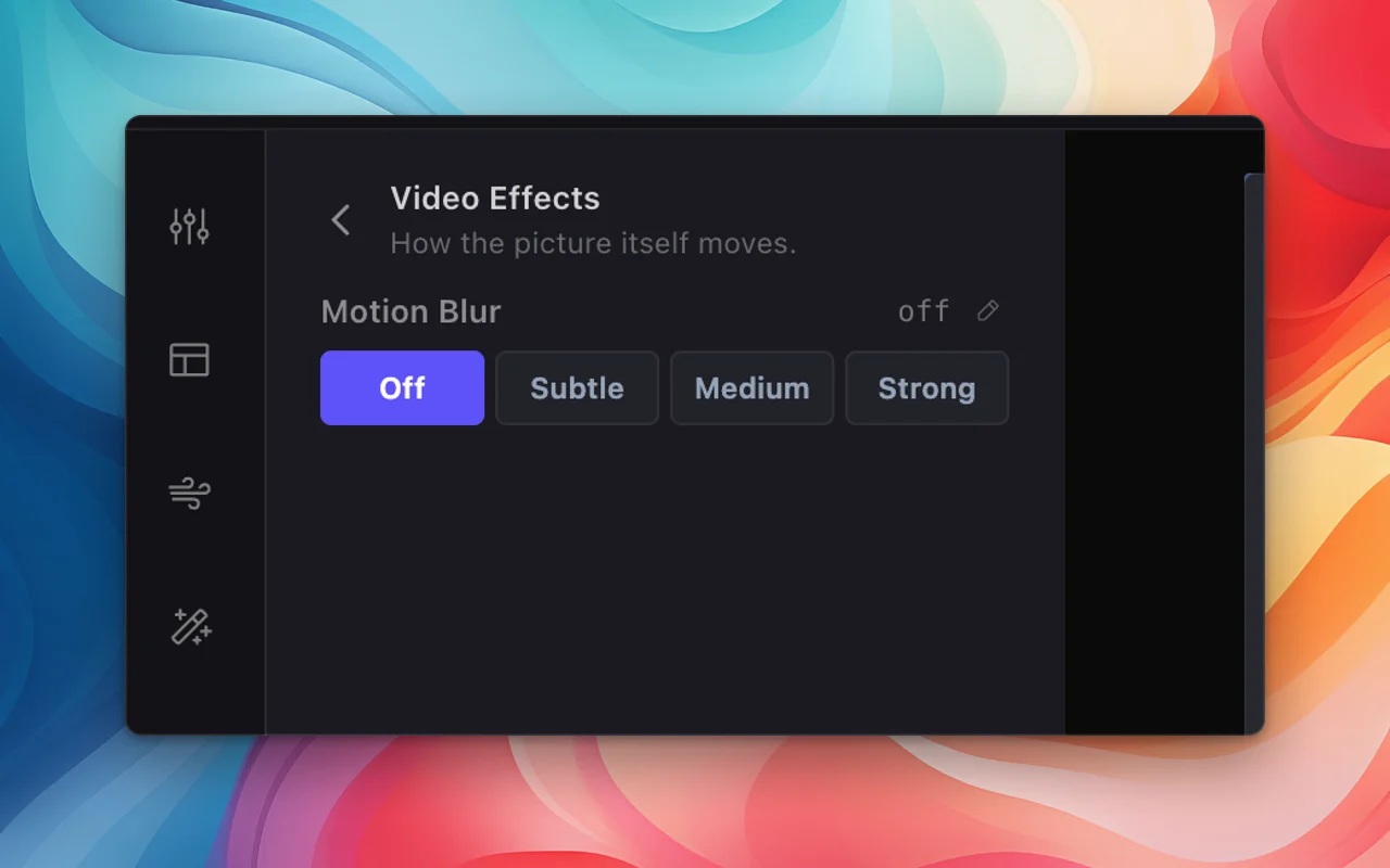 Motion blur settings